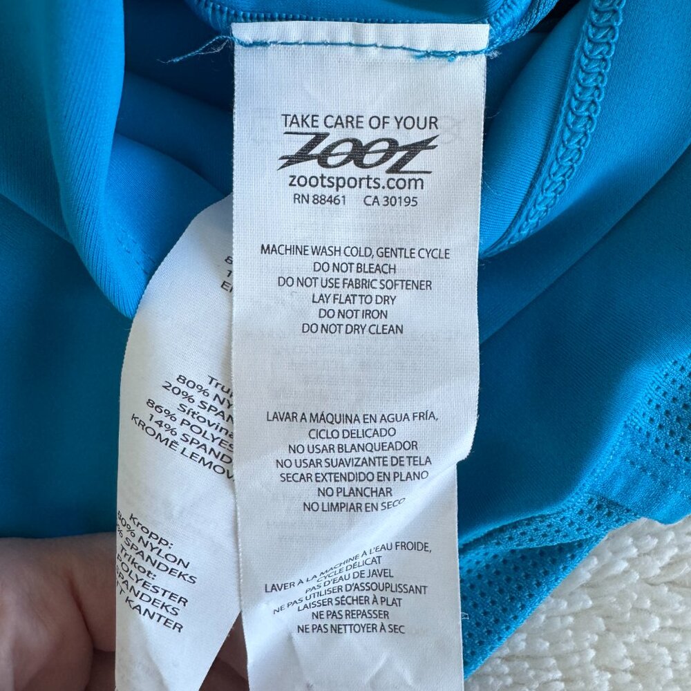 Zoot | Size Small | Womens Biking Running Triathlon Sleeveless Zip Up Blue - Picture 8 of 10